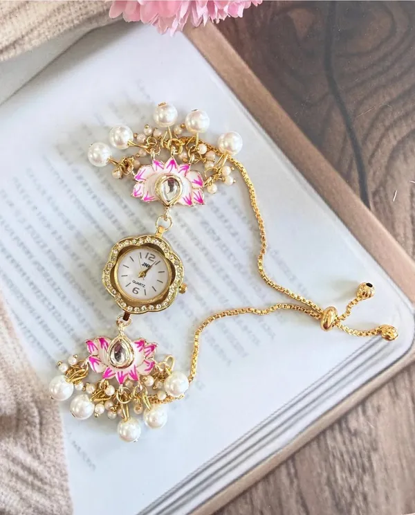 Gold_Plated_Pink_Kashmiri_Watch_with_Meena_Work_for_women