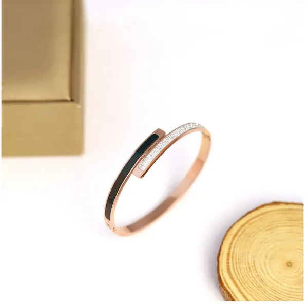 Rose_Gold_Plated_Black_Enamel_Designer_Bracelet_For_Women