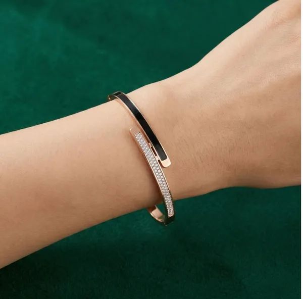 Rose_Gold_Plated_Black_Enamel_Designer_Bracelet_For_Women