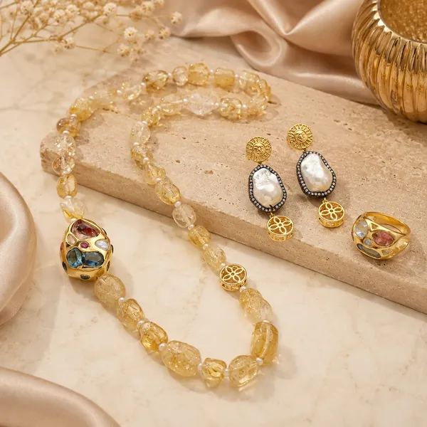 Gold_Plated_Citrine_and_Baroque_Pearl_Fusion_Necklace_For_Women