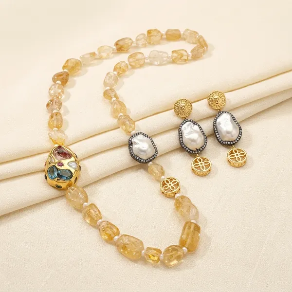 Gold_Plated_Citrine_and_Baroque_Pearl_Fusion_Necklace_For_Women