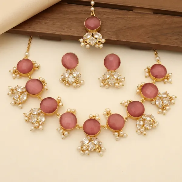 Pink_Onyx_traditional_Pearl_Necklace_For_Women