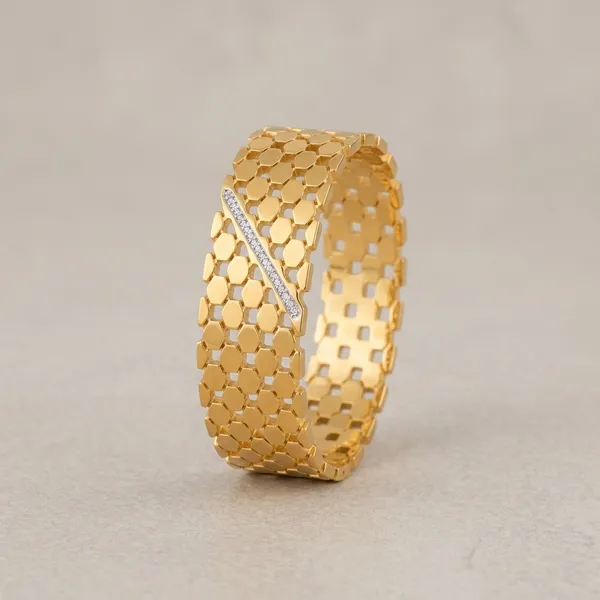 Gold_Plated_Honeycomb_Bold_Kada_Bracelet_For_Women