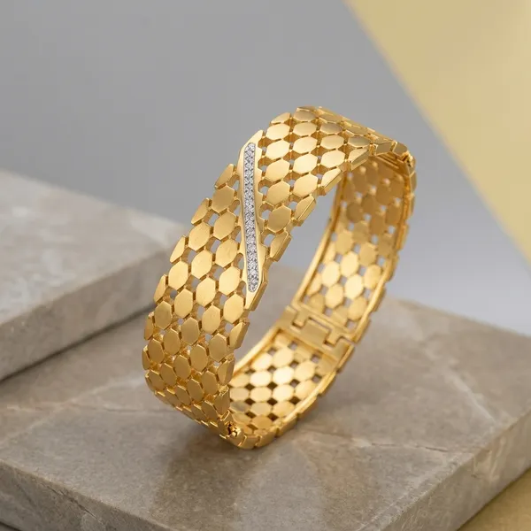 Gold_Plated_Honeycomb_Bold_Kada_Bracelet_For_Women