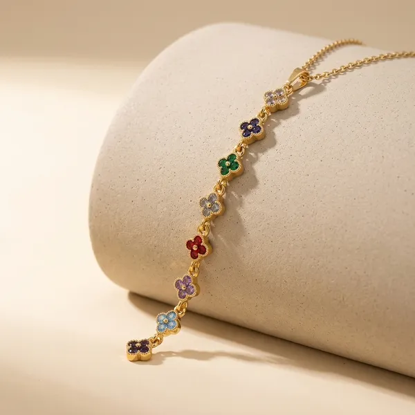 Golden_Plated_Multi_Crystal_Mini_Clover_Necklace_For_Women