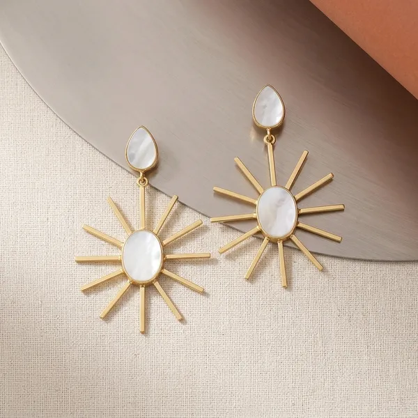 White_And_Golden_Brass_Mother_Of_Pearl_Drop_Earrings_For_Women
