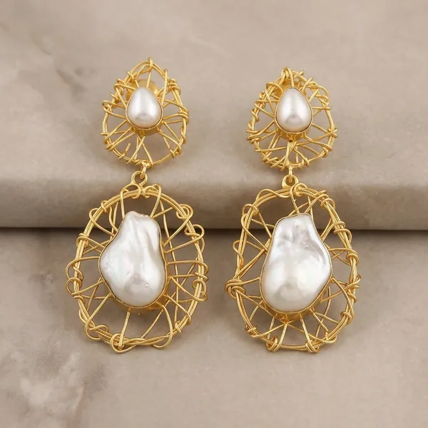 White_Golden_Brass_Baroque_Pearl_Statement_Earrings_For_Women