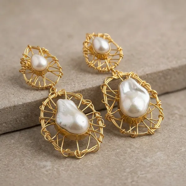 White_Golden_Brass_Baroque_Pearl_Statement_Earrings_For_Women