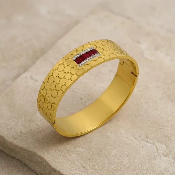 Stainless_Steel_Bold_Red_Stone_Kada_For_Women