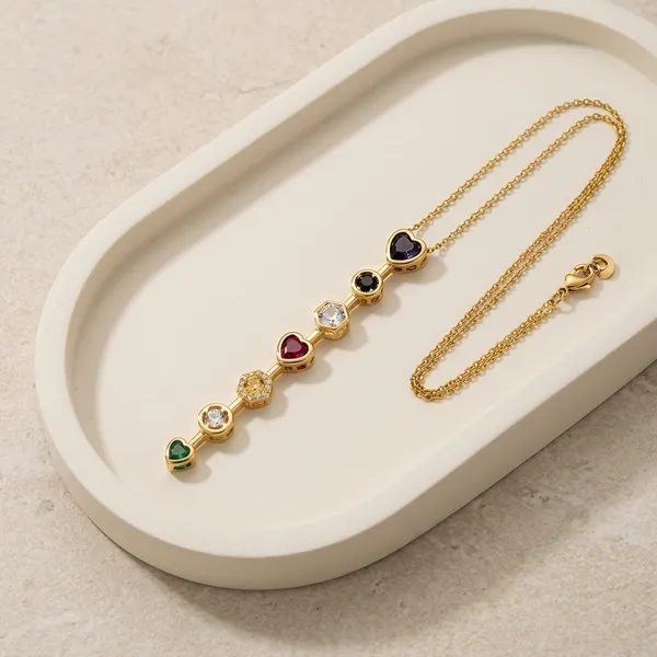 Golden_Stainless_Steel_Multi_Crystal_Heart_Pendant_Necklace_For_Women