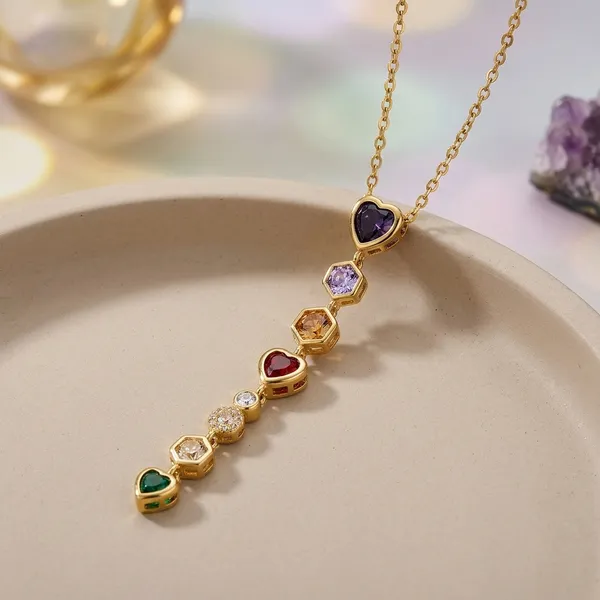 Golden_Stainless_Steel_Multi_Crystal_Heart_Pendant_Necklace_For_Women