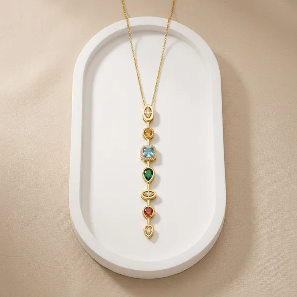 Golden_Stainless_Steel_Multi_Stone_Designer_Pendant_Necklace_For_Women