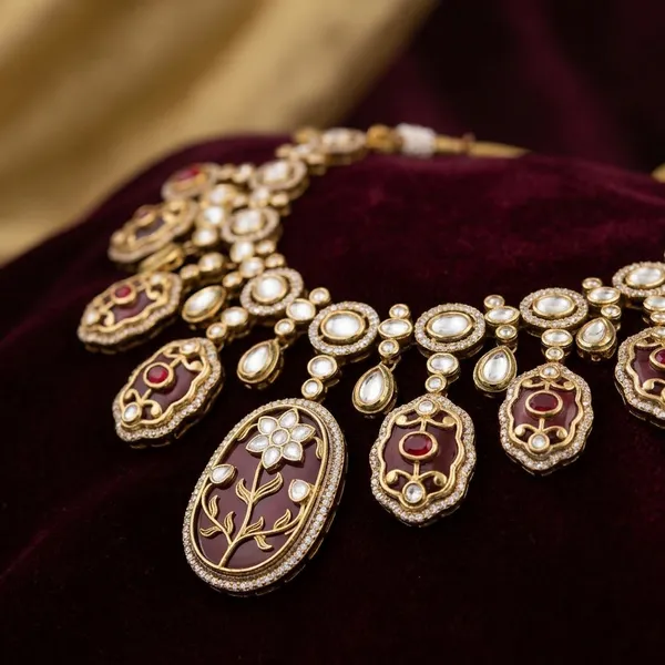 Red_Gold_Brass_Antique_Moissanite_Wedding_Necklace_For_Women