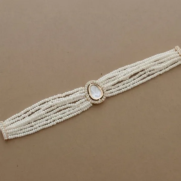 White_Pearl_Multi-Strand_Polki_Bracelet_For_Women