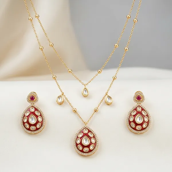 Red_Polki_Teardrop_Necklace_Set_For_Women