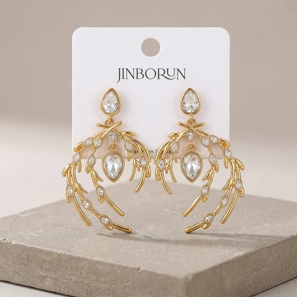 Golden_Brass_Crystal_Botanical_Hoop_Earrings_For_Women