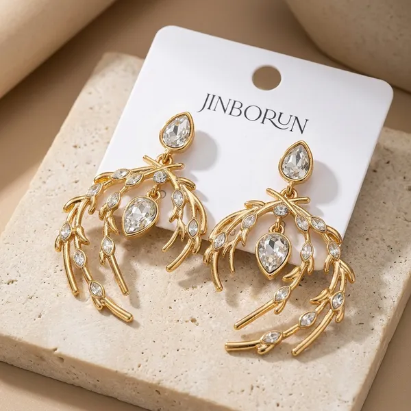 Golden_Brass_Crystal_Botanical_Hoop_Earrings_For_Women