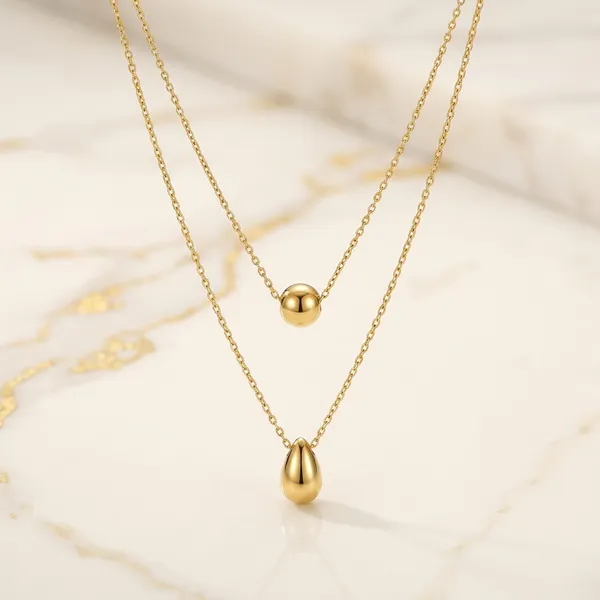 Golden_Stainless_Steel_Anti-Tarnish_Double_Layer_Necklace_For_Women