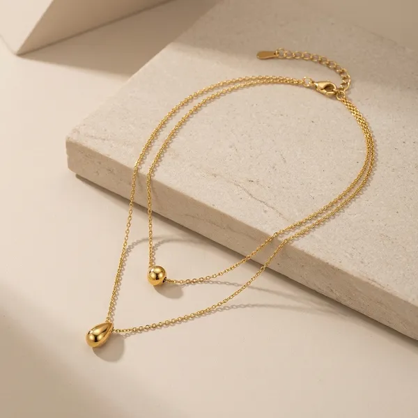 Golden_Stainless_Steel_Anti-Tarnish_Double_Layer_Necklace_For_Women