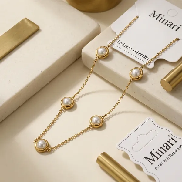 Golden_Stainless_Steel_Pearl_Station_Necklace_For_Women