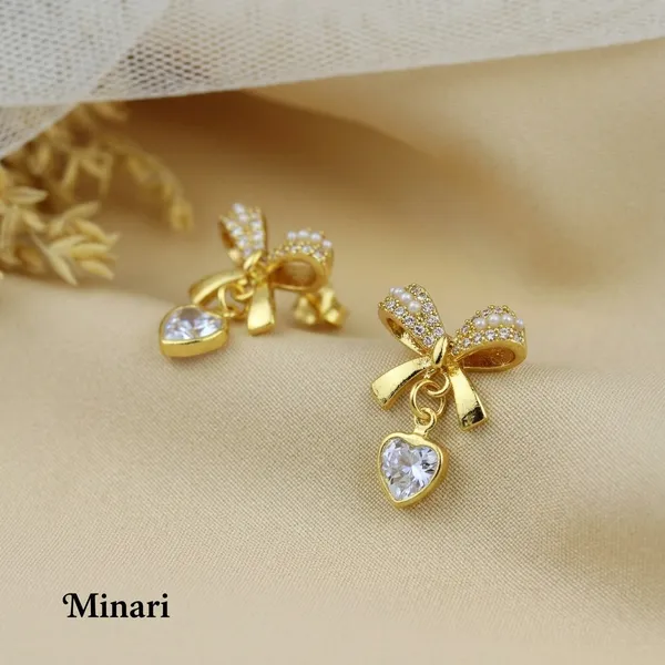 Golden_Stainless_Steel_Crystal_Bow_Heart_Drop_Earrings_For_Women