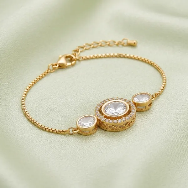 Golden_Moissanite_Polki__Stone_Chain_Bracelet_For_Women