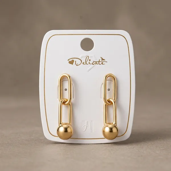 Golden_Stainless_Steel_Chain_Link_Ball_Drop_Earrings_For_Women