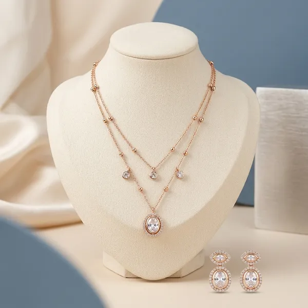 Rose_Gold_Crystal_Layered_Necklace_And_Earring_Set_For_Women