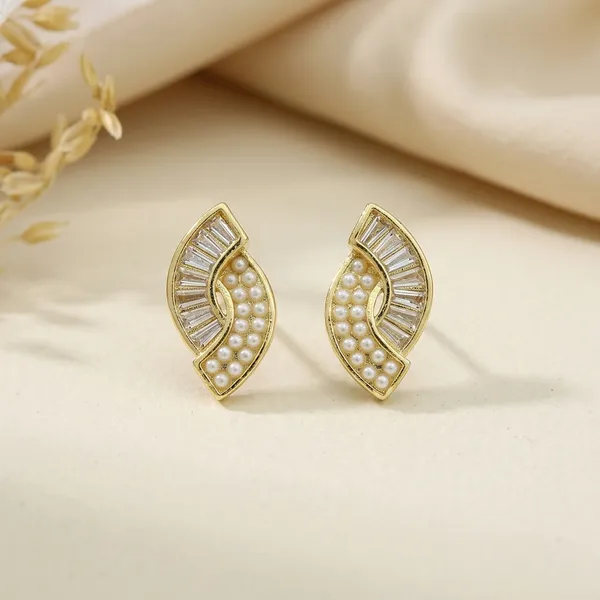 Golden_Plated_Marquise_Pearl_Stud_Earrings_For_Women