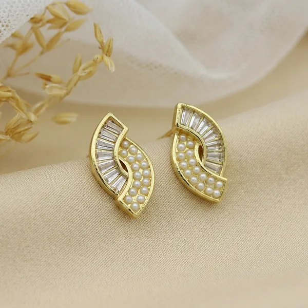 Golden_Plated_Marquise_Pearl_Stud_Earrings_For_Women