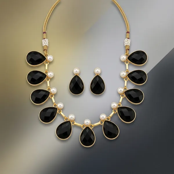 Black_Teardrop_Necklace_Set_For_Women