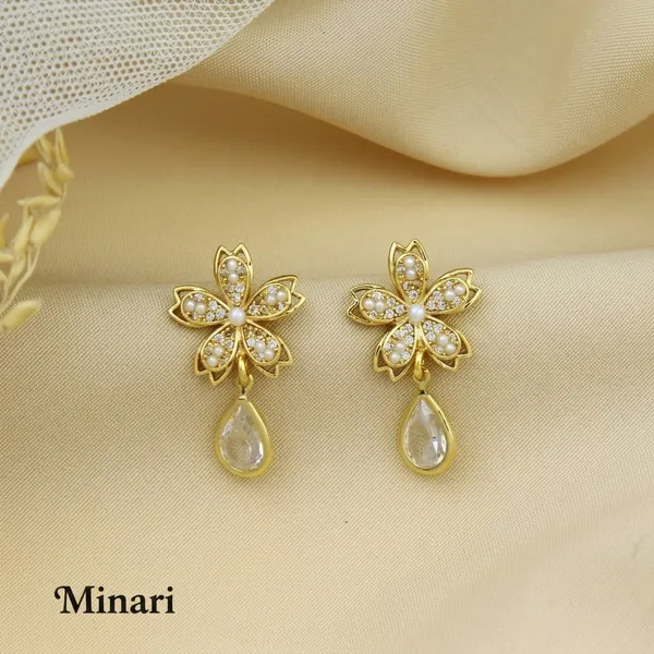 Golden_Plated_Floral_Crystal_Teardrop_Drop_Earrings_For_Women