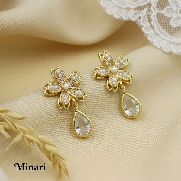 Golden_Plated_Floral_Crystal_Teardrop_Drop_Earrings_For_Women