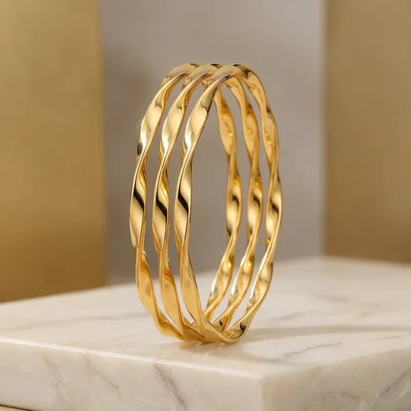 Golden_Plated_Twisted_Spiral_Bangle_Set_For_Women