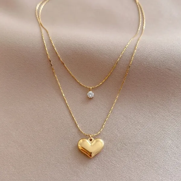 Golden_Anti-Tarnish_Plated_Double_Layer_Heart_Necklace_For_Women