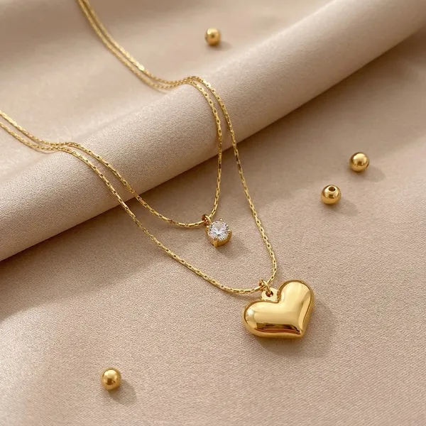 Golden_Anti-Tarnish_Plated_Double_Layer_Heart_Necklace_For_Women