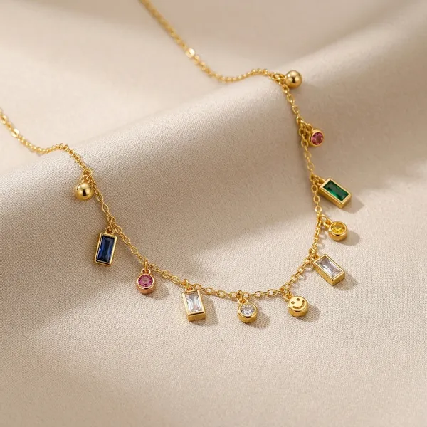 Anti-Tarnish_Plated_Multistone_Charm_Necklace_For_Women
