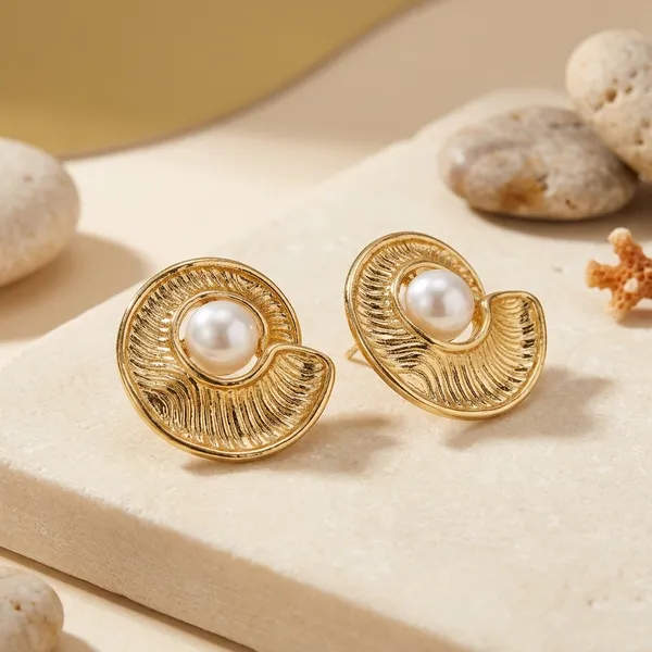 Golden_Gold_Plated_Shell_Pearl_Drop_Earrings_For_Women