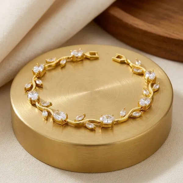 Gold_Plated_White_Ad_Stone_Tulip_Bracelet_For_Women