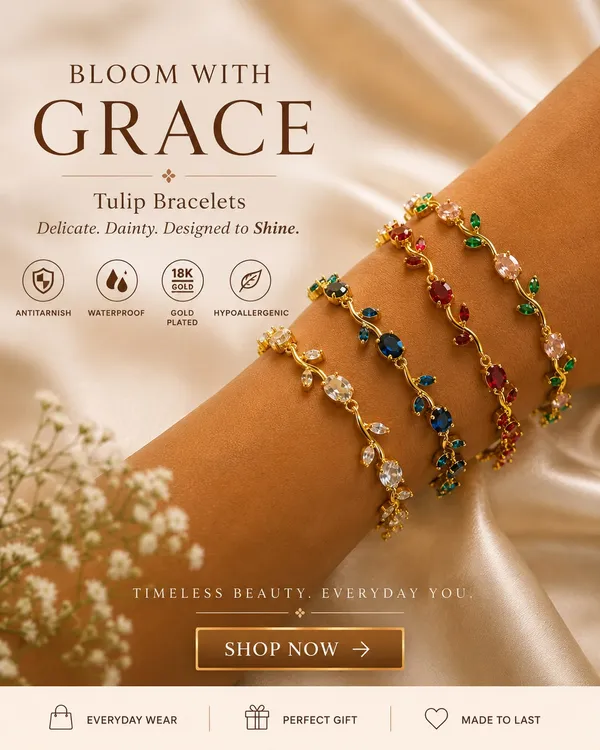 Gold_Plated_Red_Stone_Tulip_Bracelet_For_Women