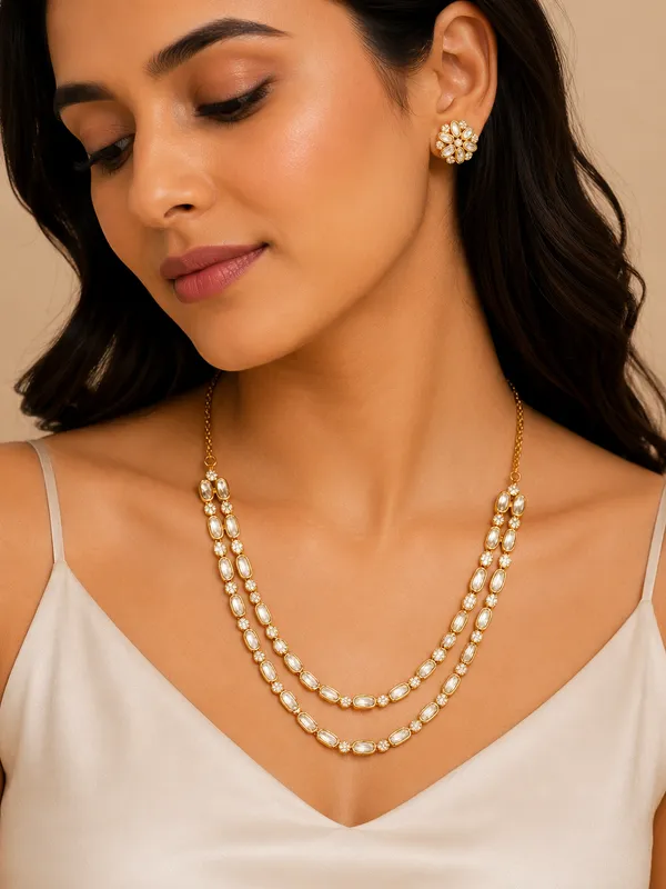 Double_Layered_rose_gold_Polki_Necklace_For_Women