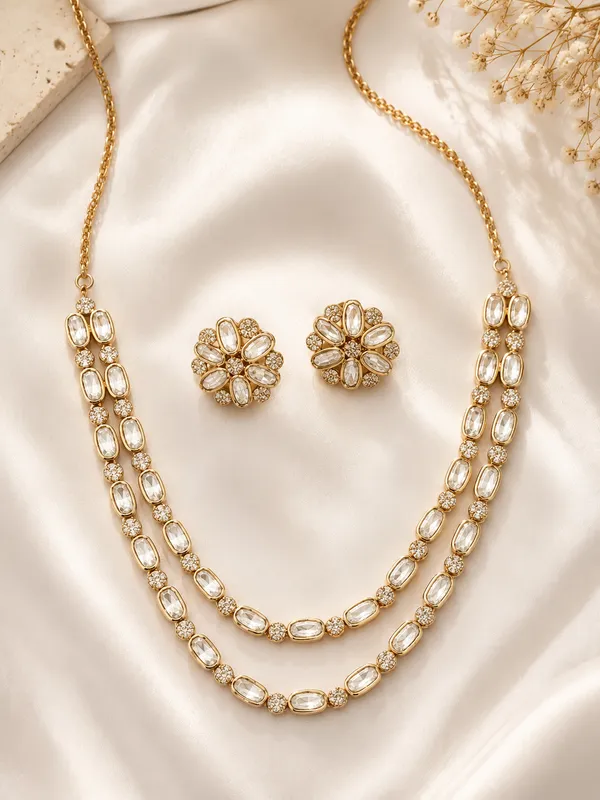 Double_Layered_rose_gold_Polki_Necklace_For_Women