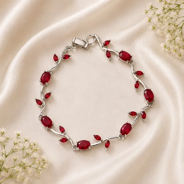 Silver_Plated_Red_coloured_Ad_Stone_Tulip_Bracelet_For_Women