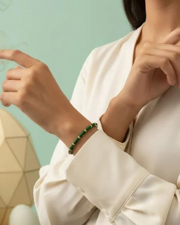 Golden_Antitarnish_Green_Enamel_Bamboo_Kada_For_Women