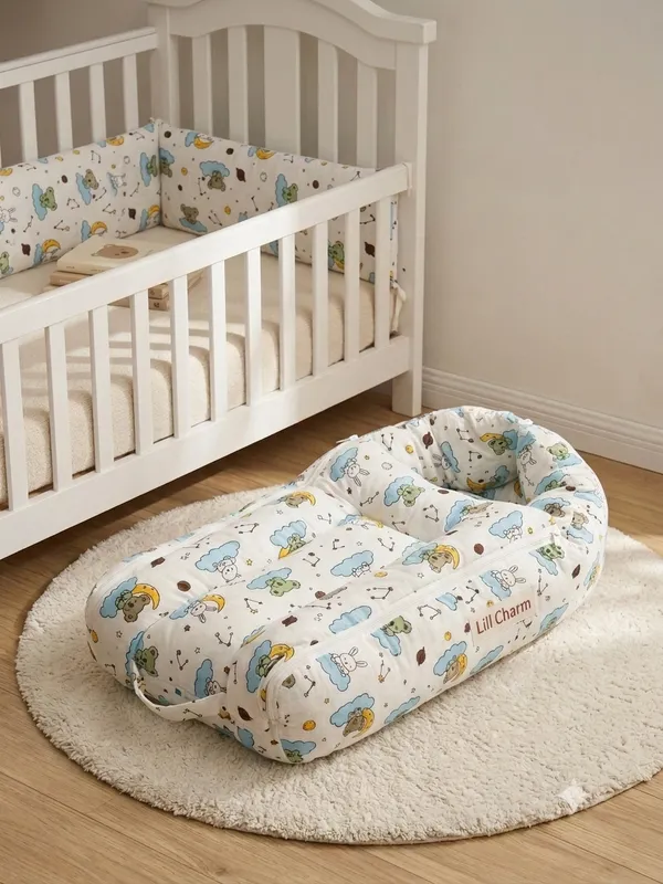 Premium_Baby_Nest_Bed_with_Soft_Hood_&_Adorable_Teddy_Bear_Cloud_Print_|_Newborn_Sleeping_&_Lounging_Nest