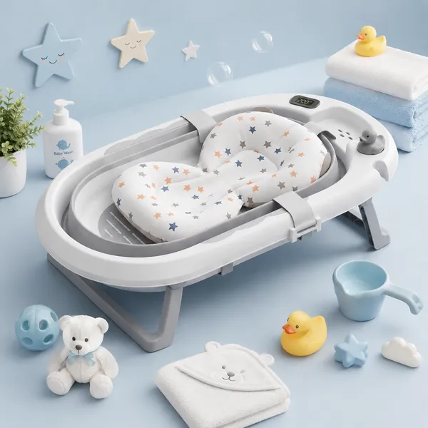 Dolphin_White_And_Grey_Foldable_Baby_Bath_Tub_With_Temperature_Indicator