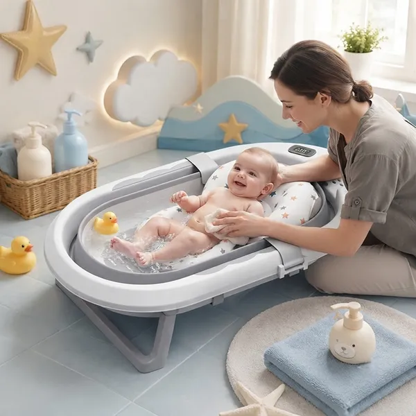 Dolphin_White_And_Grey_Foldable_Baby_Bath_Tub_With_Temperature_Indicator