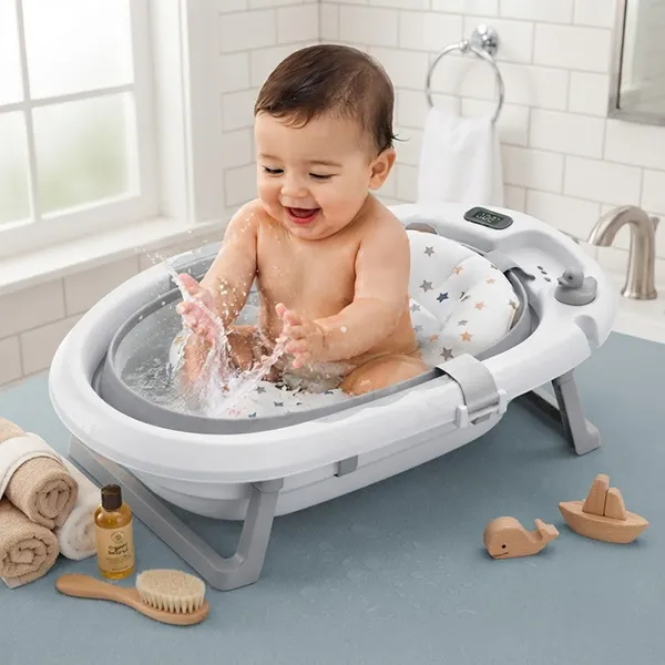 Dolphin_White_And_Grey_Foldable_Baby_Bath_Tub_With_Temperature_Indicator