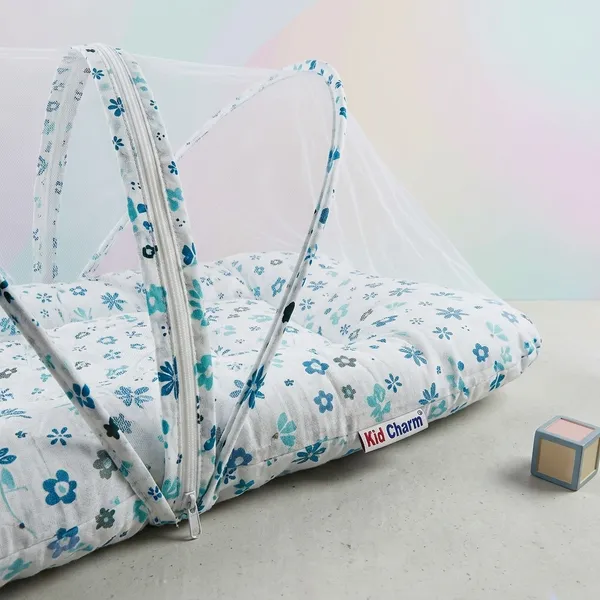 Pure_Muslin_Floral_Printed_Foldable_Baby_Mosquito_Net_Bed