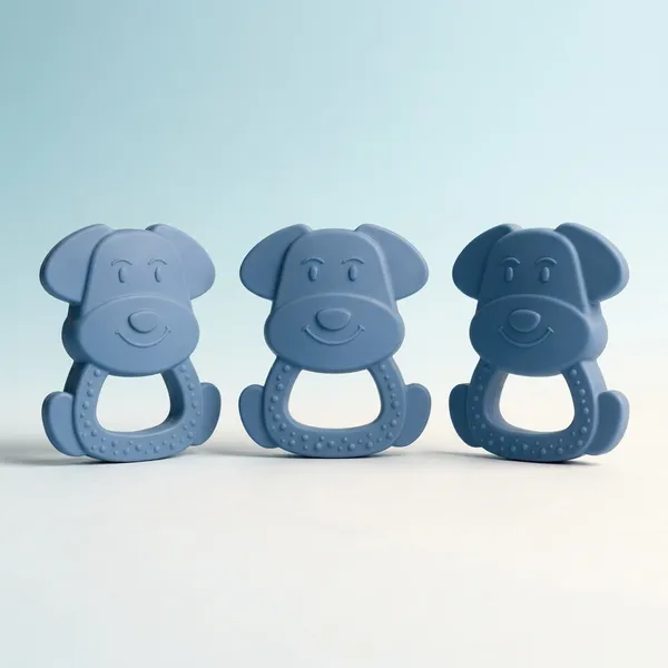 Bpa_Free_Blue_Silicone_Dog_Shaped_Baby_Teether